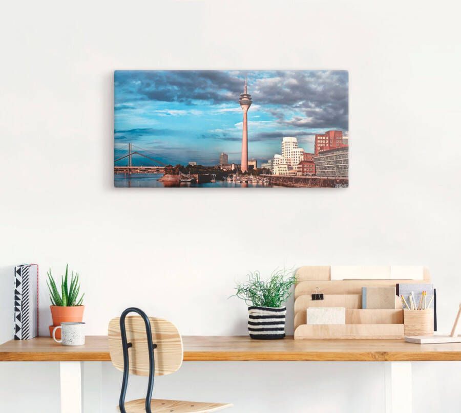 Artland Artprint op linnen Düsseldorf skyline I gespannen op een spieraam