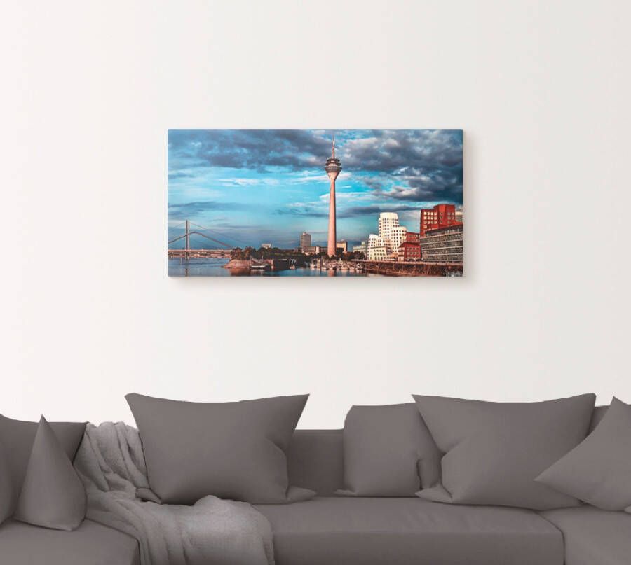 Artland Artprint op linnen Düsseldorf skyline I gespannen op een spieraam