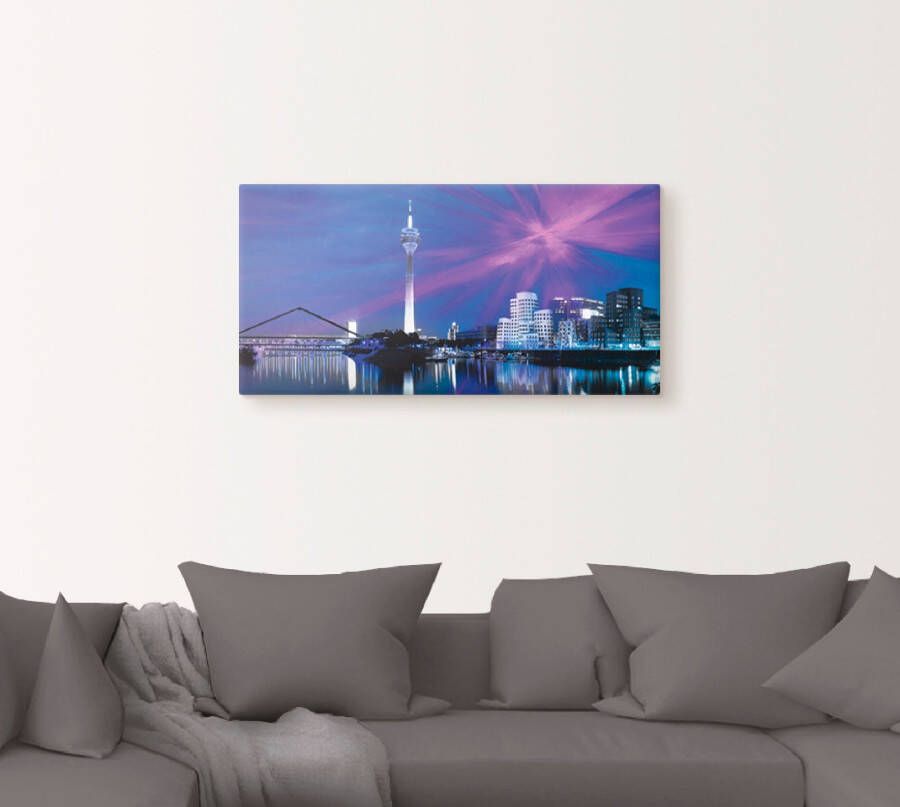 Artland Artprint op linnen Düsseldorf skyline IV gespannen op een spieraam