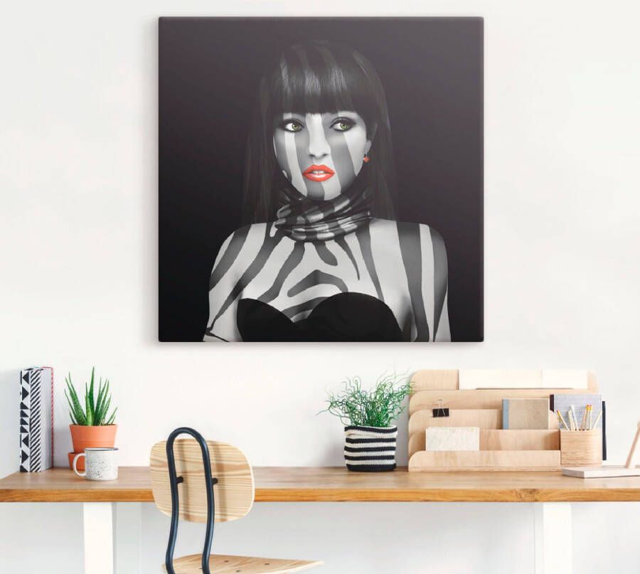 Artland Artprint op linnen Exotische lady gespannen op een spieraam