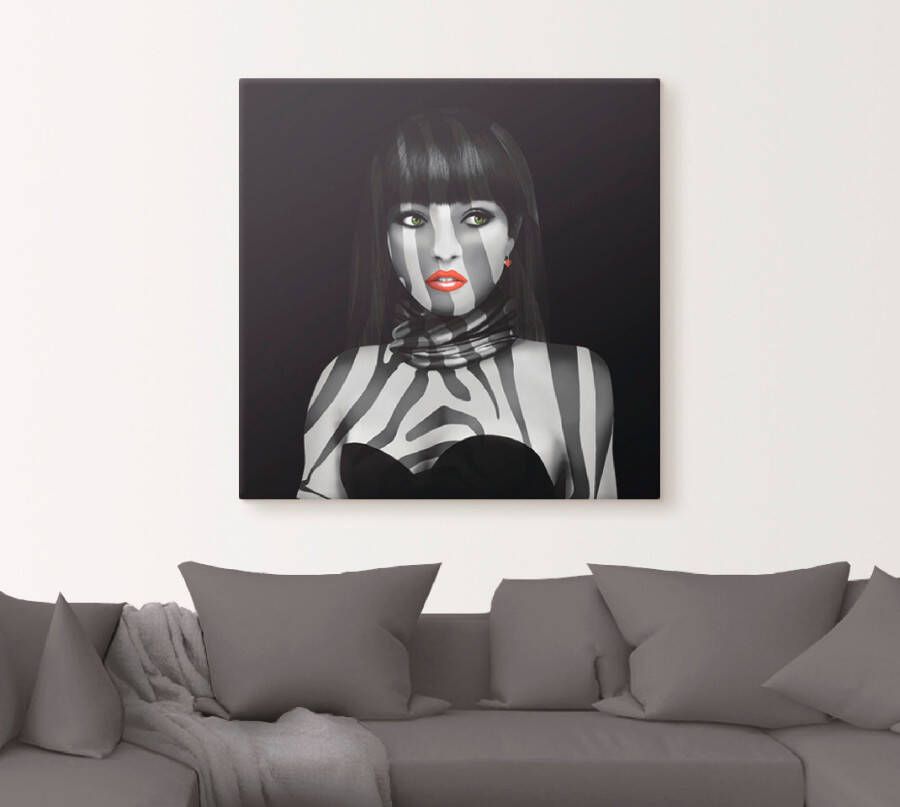 Artland Artprint op linnen Exotische lady gespannen op een spieraam