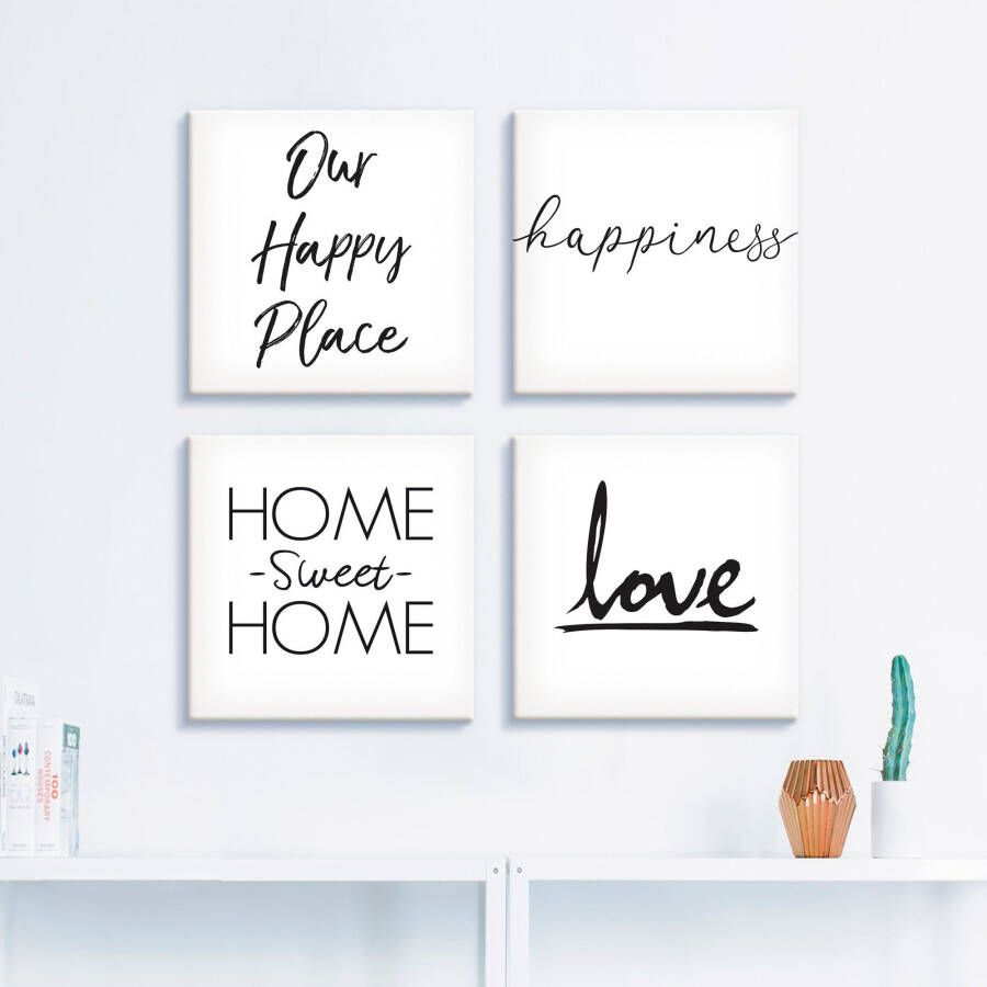 Artland Artprint op linnen Geluk liefde vertrouwd thuis geluk alleen (4-delig)