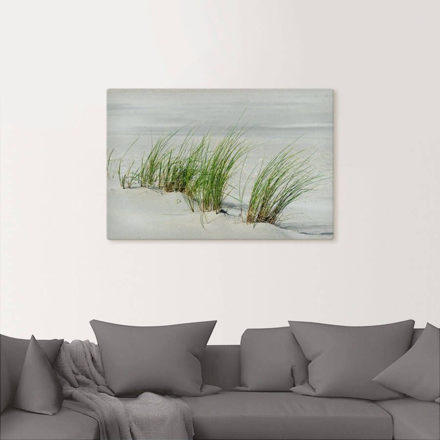 Artland Artprint op linnen Grassen aan het strand gespannen op een spieraam