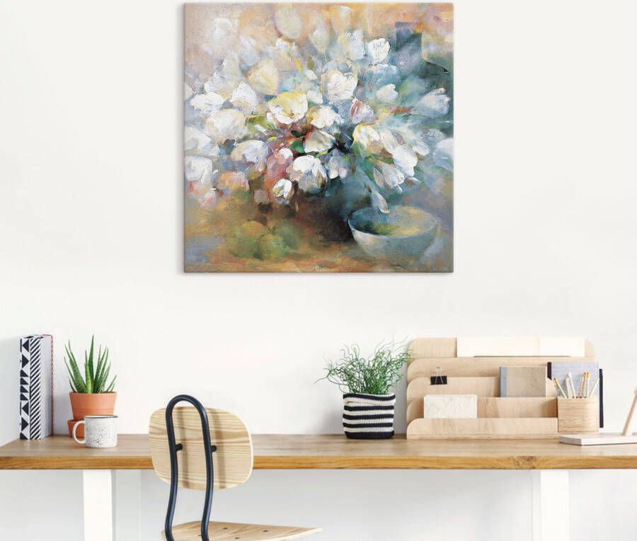 Artland Artprint op linnen Helder witte tulpen I gespannen op een spieraam