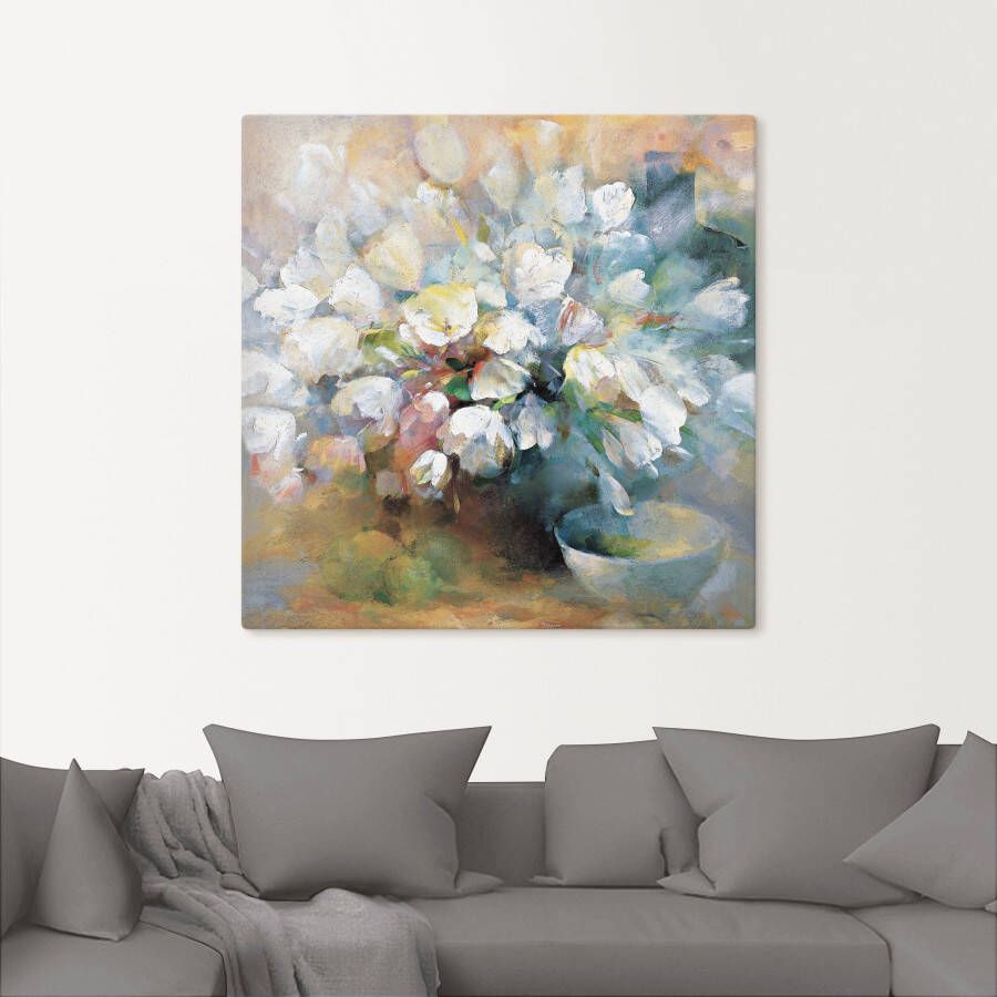 Artland Artprint op linnen Helder witte tulpen I gespannen op een spieraam