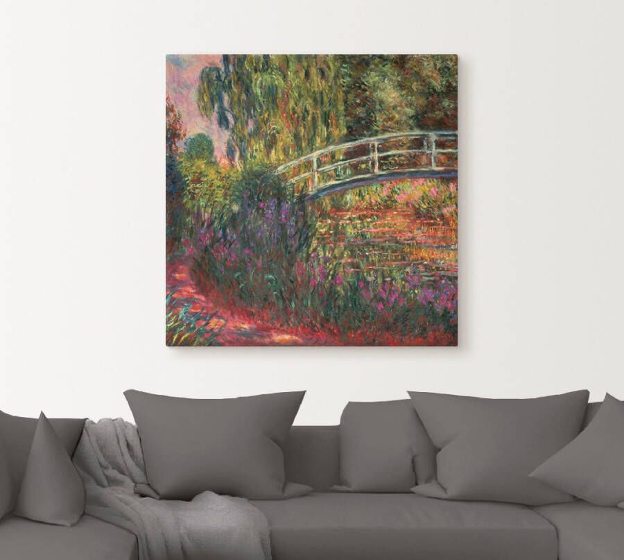 Artland Artprint op linnen Japanse brug in de tuin van Giverney