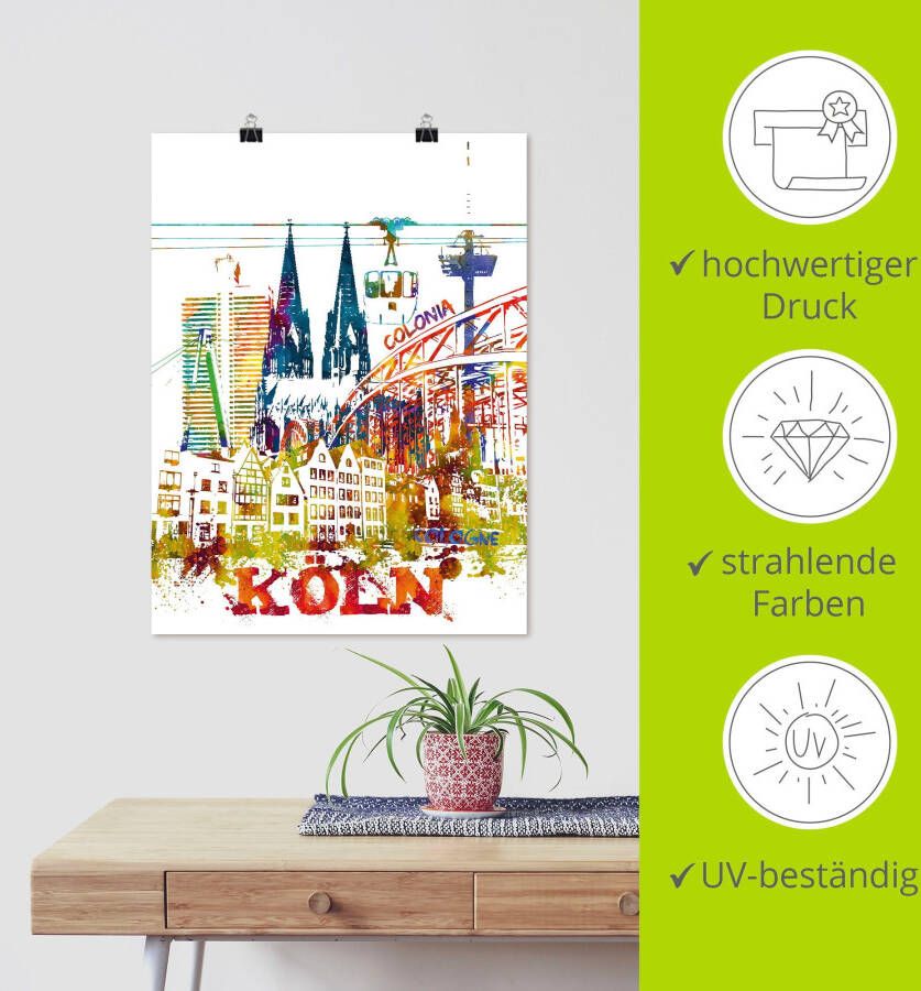 Artland Artprint op linnen Keulen grafisch gespannen op een spieraam