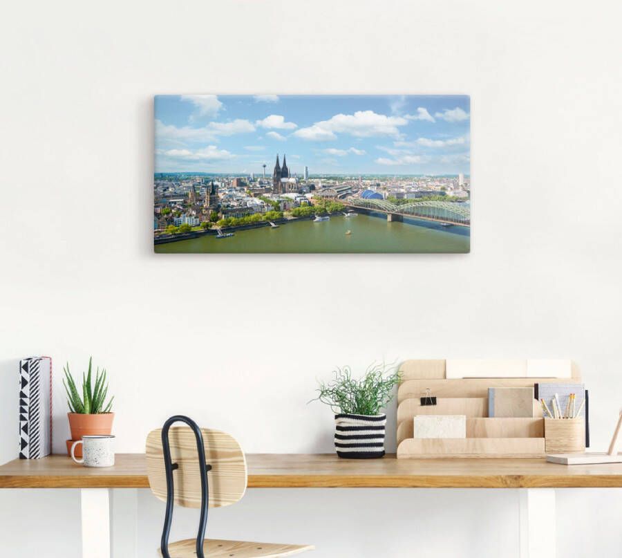 Artland Artprint op linnen Keulen Rijn Panorama gespannen op een spieraam