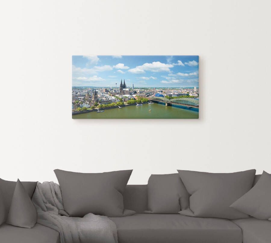 Artland Artprint op linnen Keulen Rijn Panorama gespannen op een spieraam