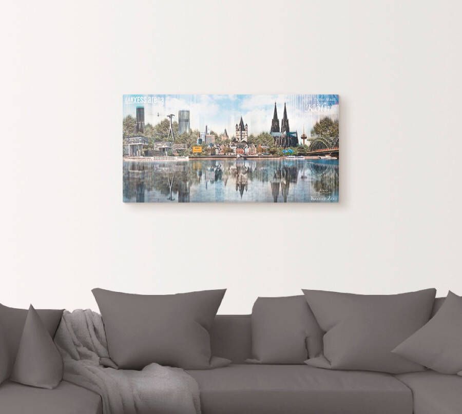 Artland Artprint op linnen Keulen Skyline abstracte collage 20