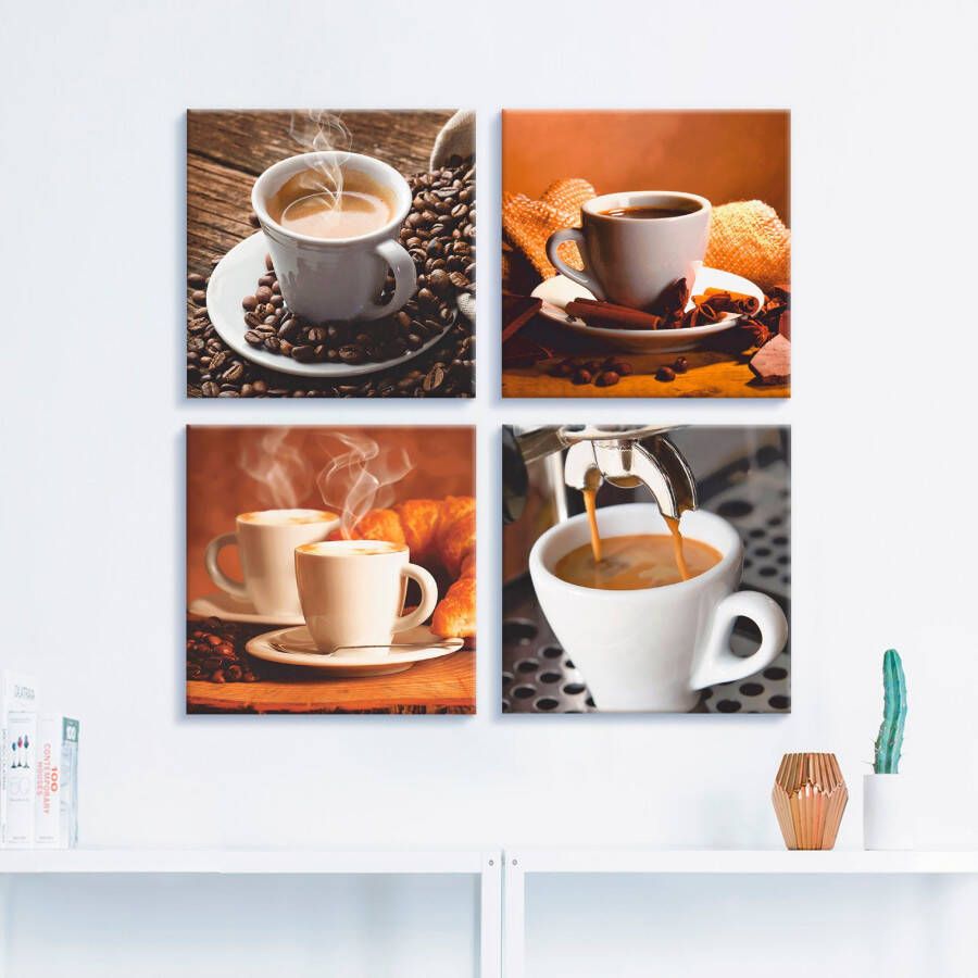 Artland Artprint op linnen Koffie beelden set van 4 verschillende maten (4-delig)