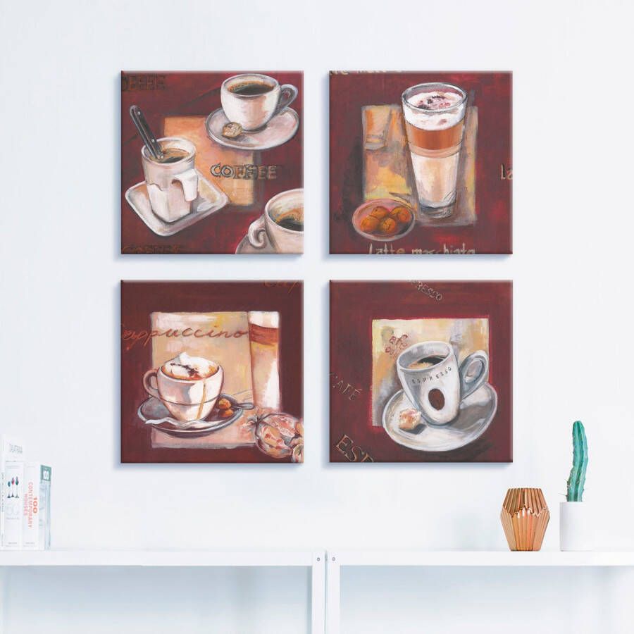 Artland Artprint op linnen Koffie I -II -III -IV set van 4 verschillende maten (4-delig)