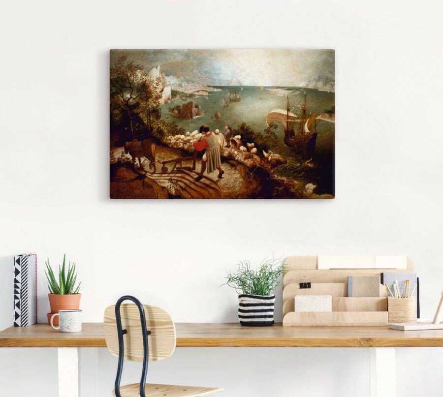 Artland Artprint op linnen Landschap met de val van Icarus