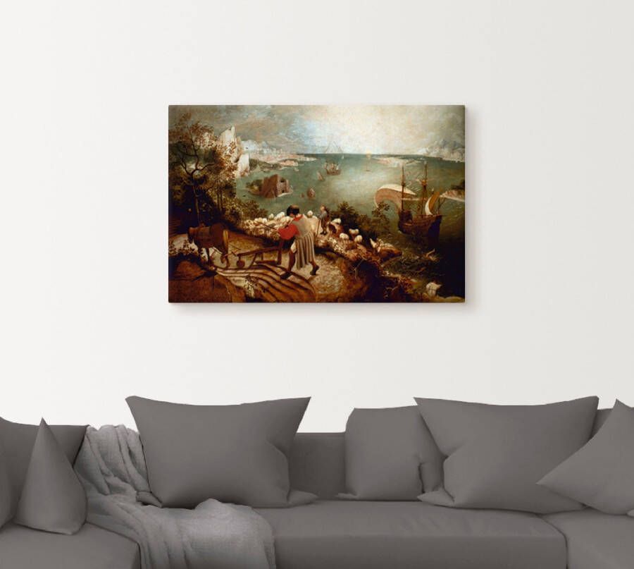 Artland Artprint op linnen Landschap met de val van Icarus