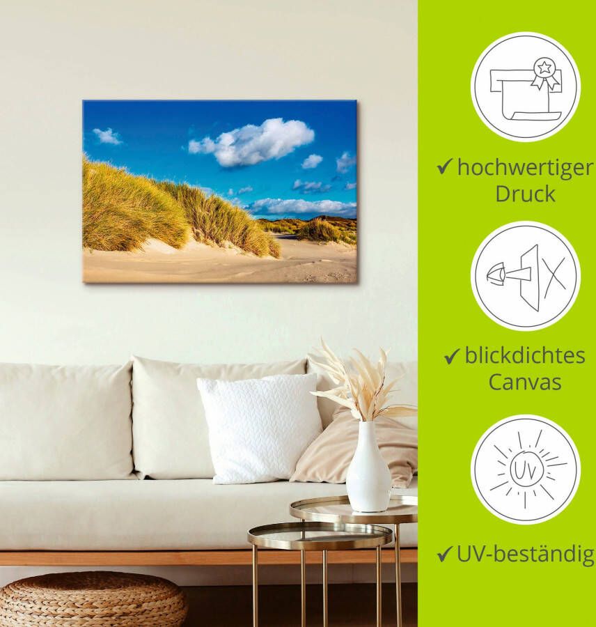 Artland Artprint op linnen Landschap met duinen eiland Amrum