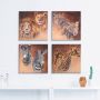Artland Artprint op linnen Leeuwen luipaarden zebra giraffen (4-delig) - Thumbnail 2