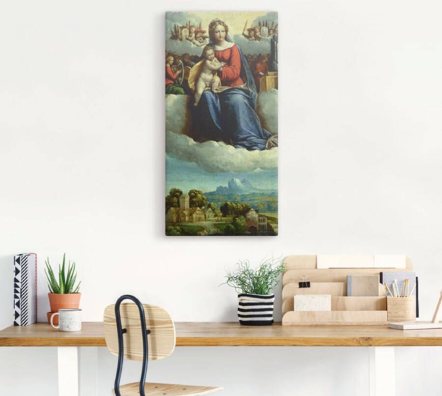 Artland Artprint op linnen Madonna met kind en engelen eromheen