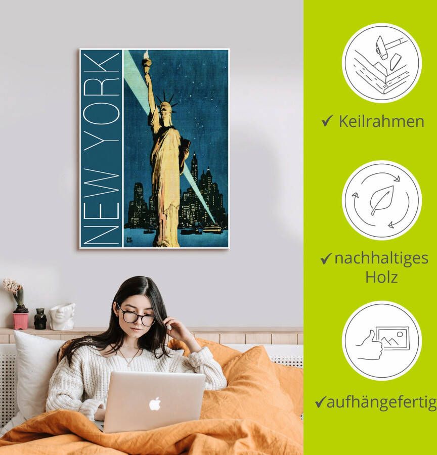 Artland Artprint op linnen New York vintage reisaffiche