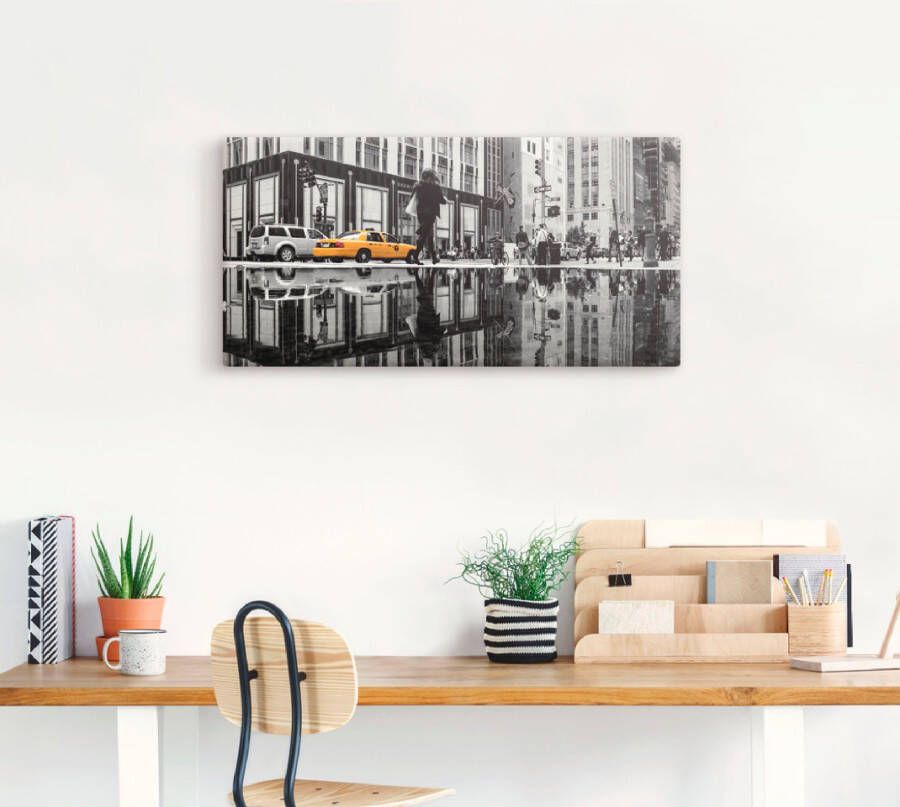 Artland Artprint op linnen New Yorkse straat gespannen op een spieraam