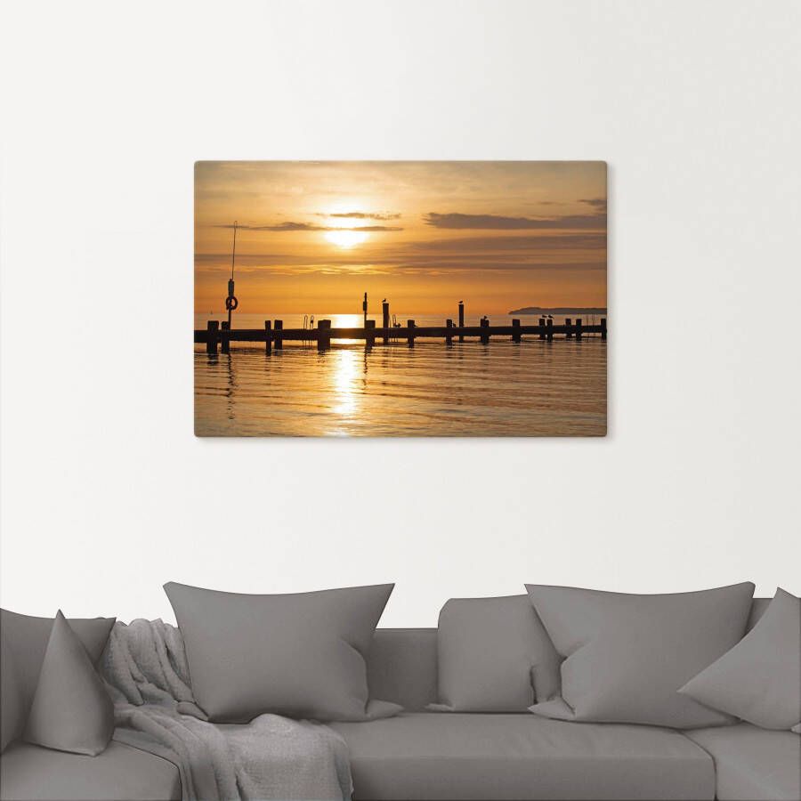 Artland Artprint op linnen Ochtend idylle aan het Oostzeestrand