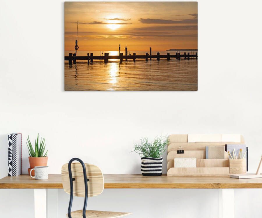 Artland Artprint op linnen Ochtend idylle aan het Oostzeestrand