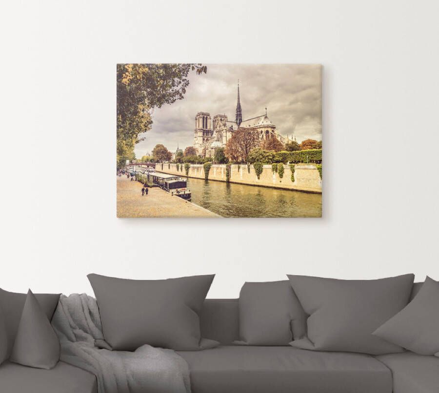 Artland Artprint op linnen Parijs Notre-Dame I gespannen op een spieraam