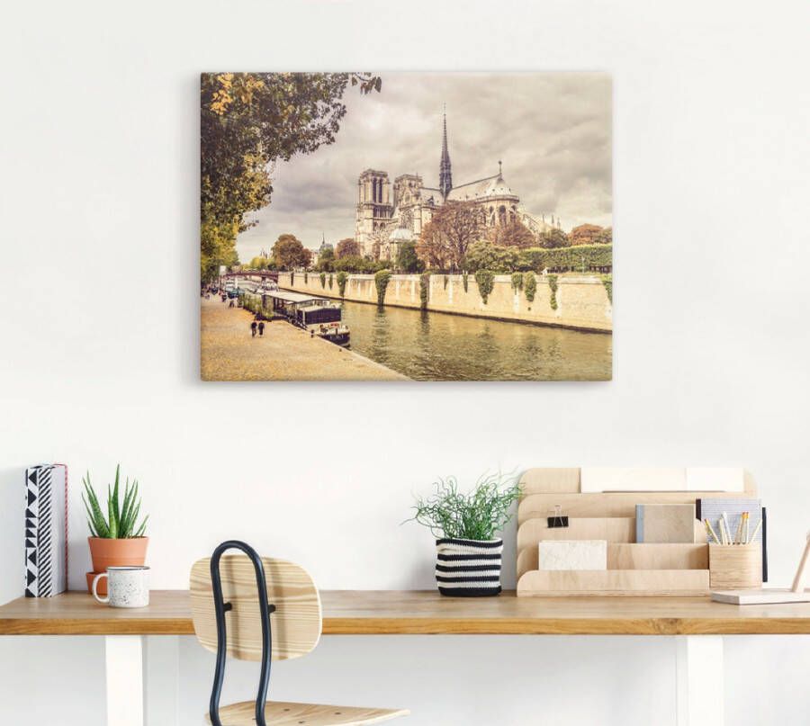 Artland Artprint op linnen Parijs Notre-Dame I gespannen op een spieraam