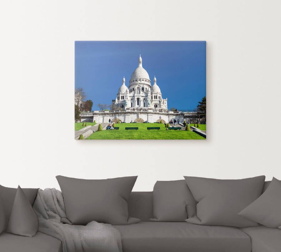 Artland Artprint op linnen Parijs Sacre Coeur gespannen op een spieraam