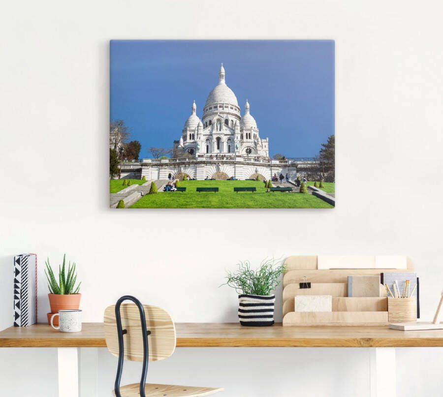 Artland Artprint op linnen Parijs Sacre Coeur gespannen op een spieraam