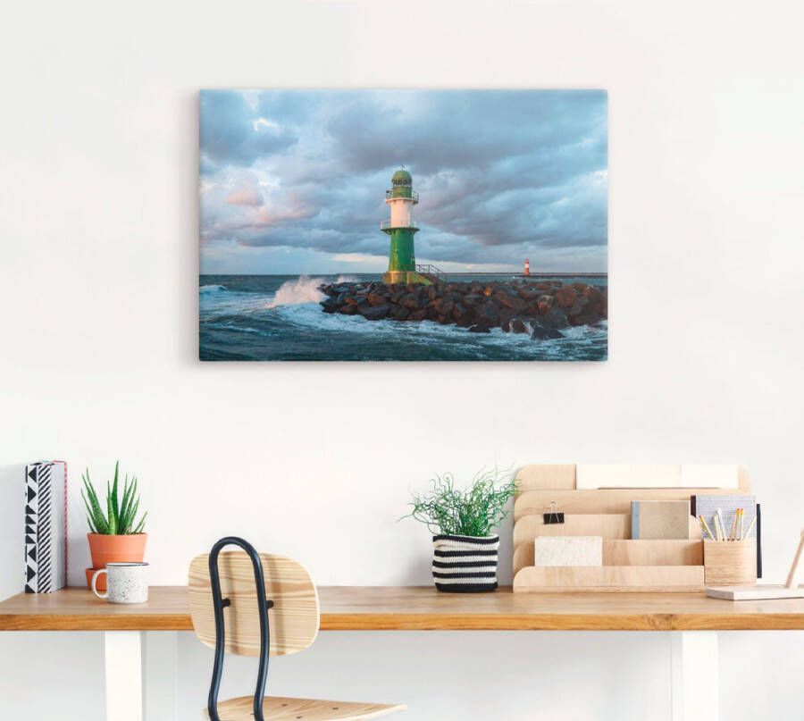 Artland Artprint op linnen Pier in Warnemünde III gespannen op een spieraam