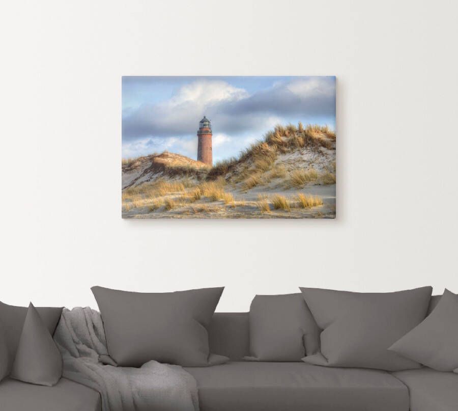 Artland Artprint op linnen Prerow vuurtoren gespannen op een spieraam