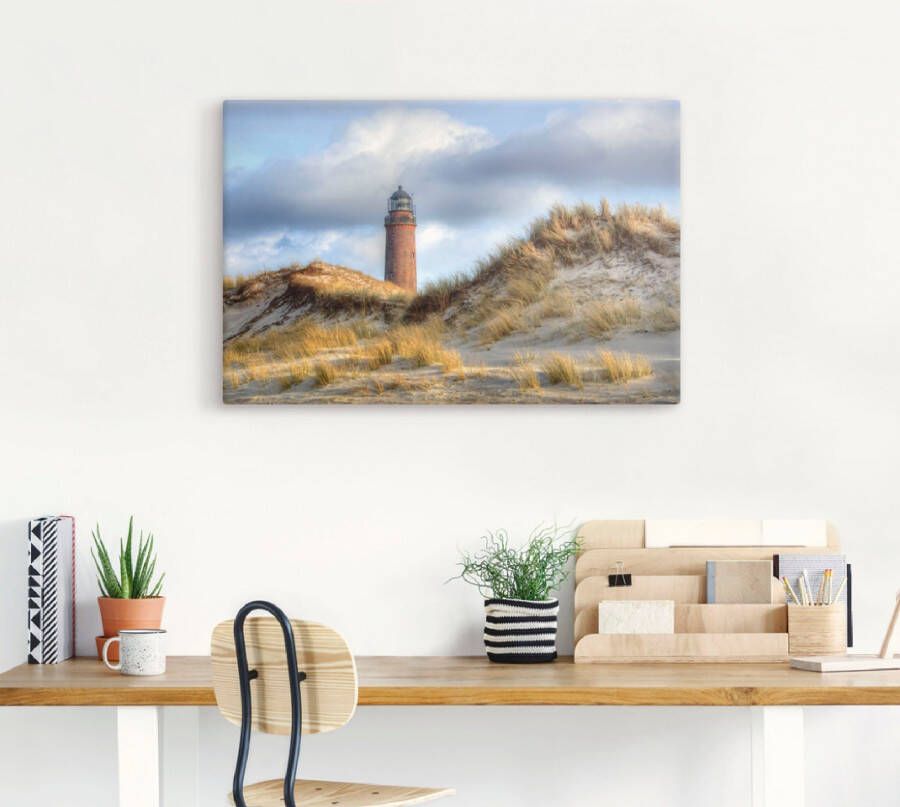 Artland Artprint op linnen Prerow vuurtoren gespannen op een spieraam