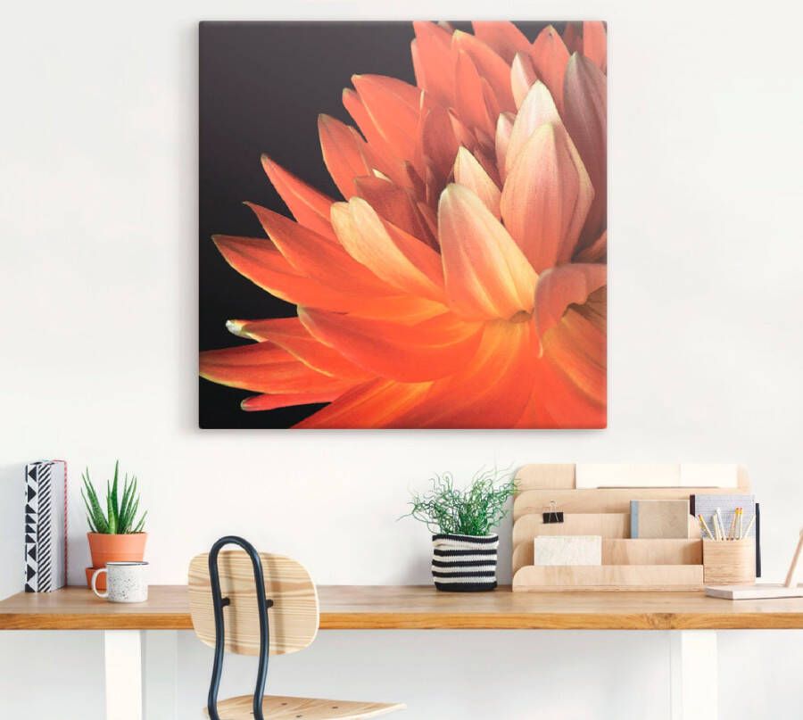 Artland Artprint op linnen Rode dahlia gespannen op een spieraam