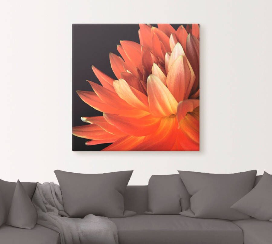 Artland Artprint op linnen Rode dahlia gespannen op een spieraam