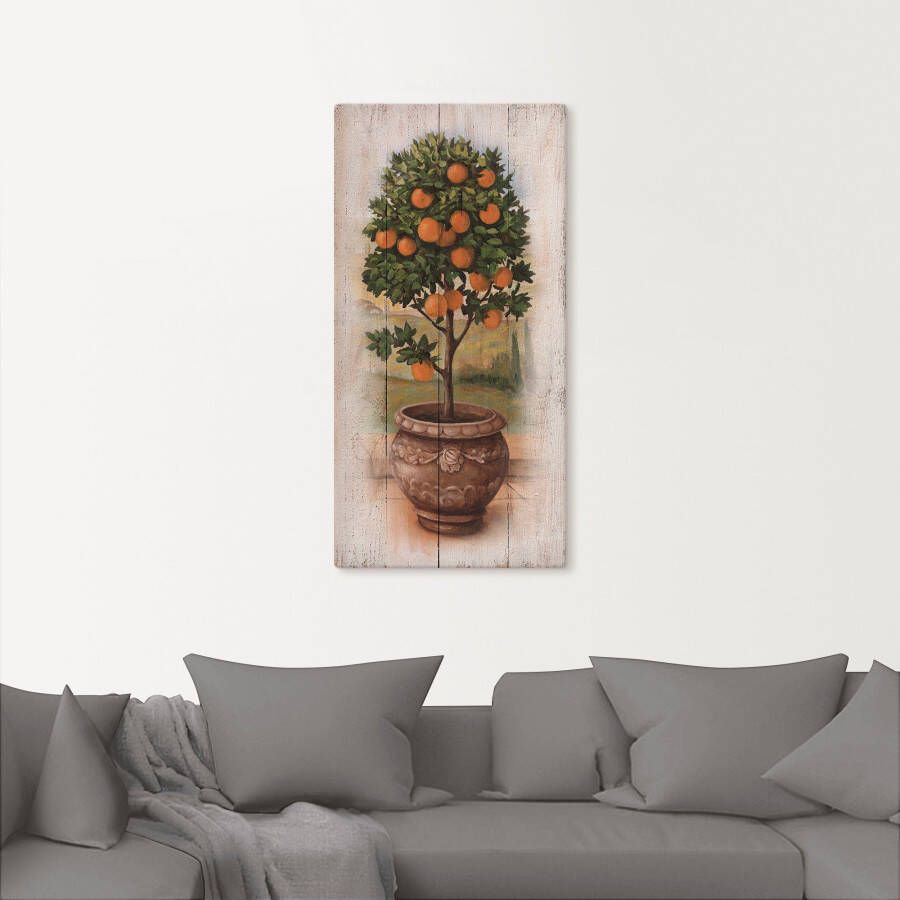 Artland Artprint op linnen Sinaasappelboompje met hout-look