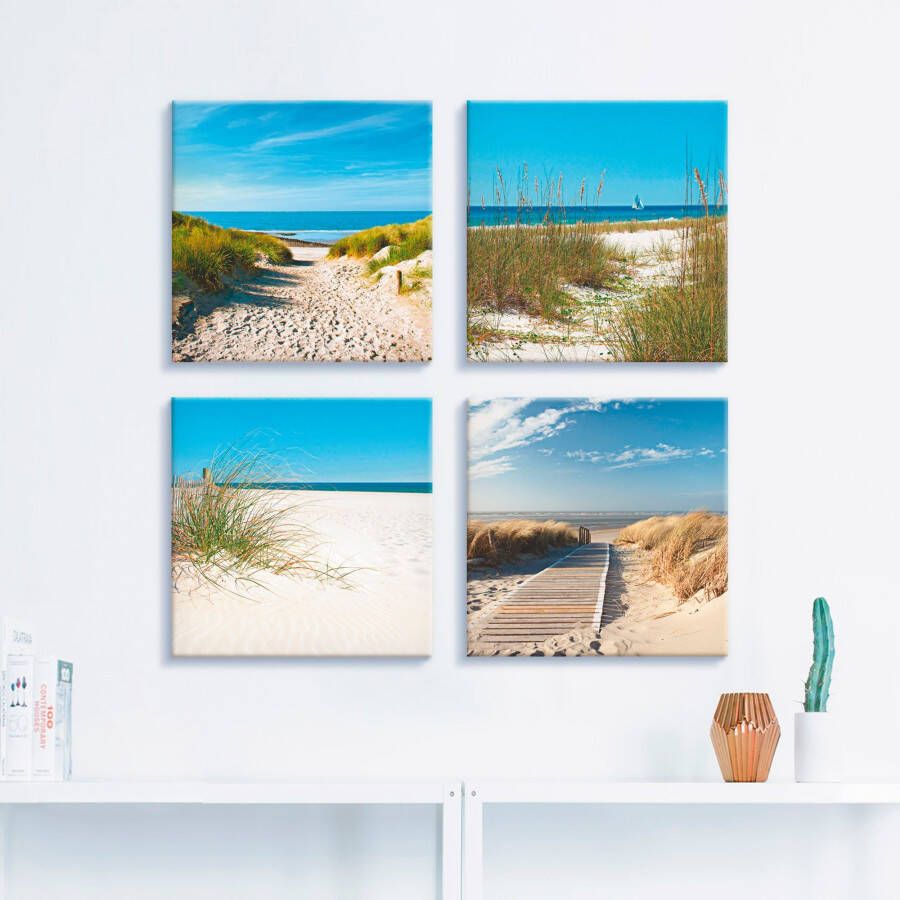 Artland Artprint op linnen Strand en duinen set van 4 verschillende maten (4-delig)