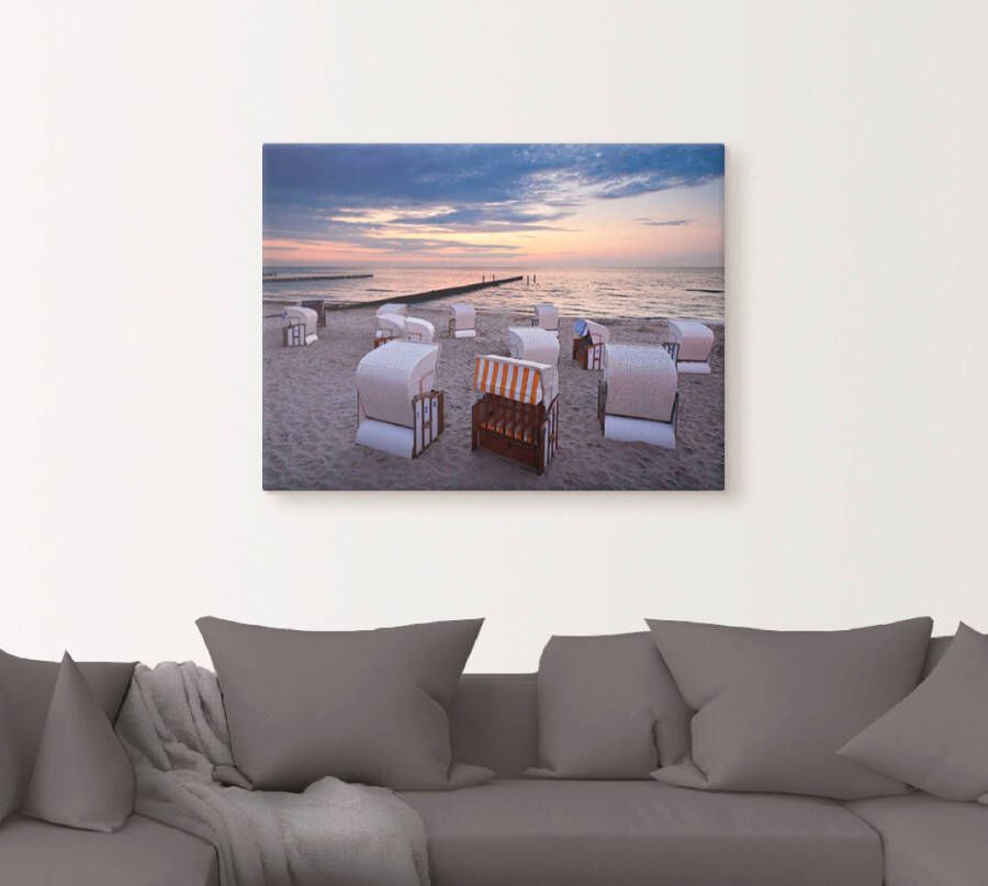 Artland Artprint op linnen Strandstoelen aan de Oostzee