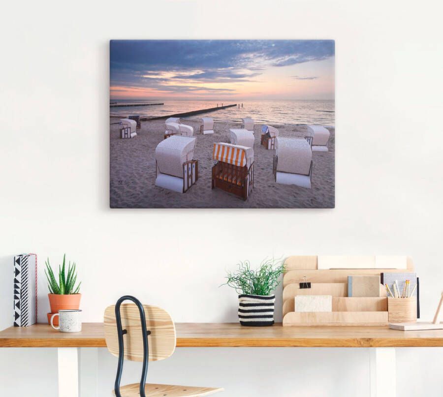 Artland Artprint op linnen Strandstoelen aan de Oostzee