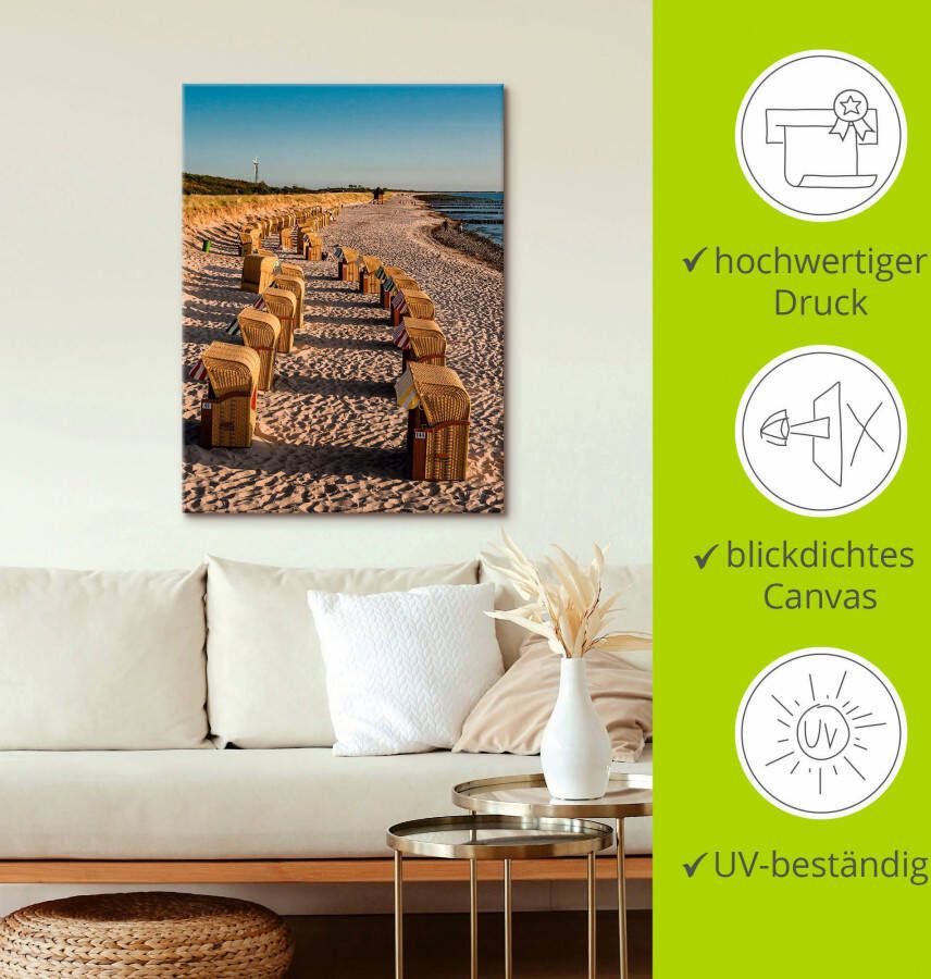 Artland Artprint op linnen Strandstoelen Oostzeekust in Wustrow