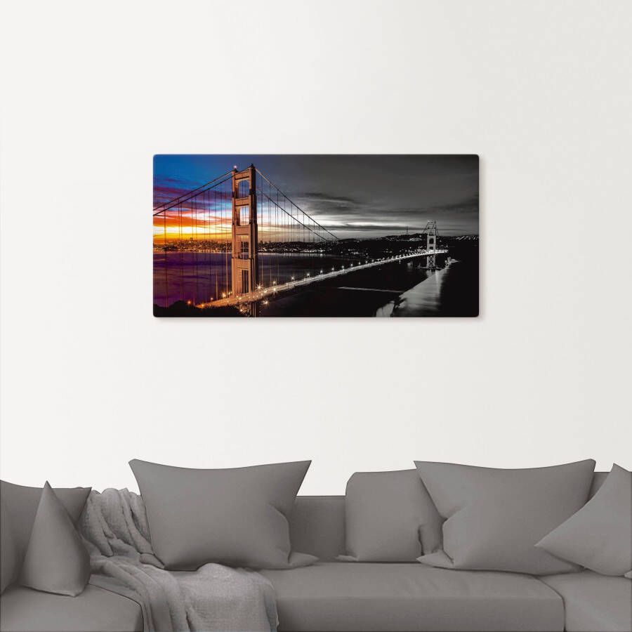 Artland Artprint op linnen The Golden Gate Bridge gespannen op een spieraam