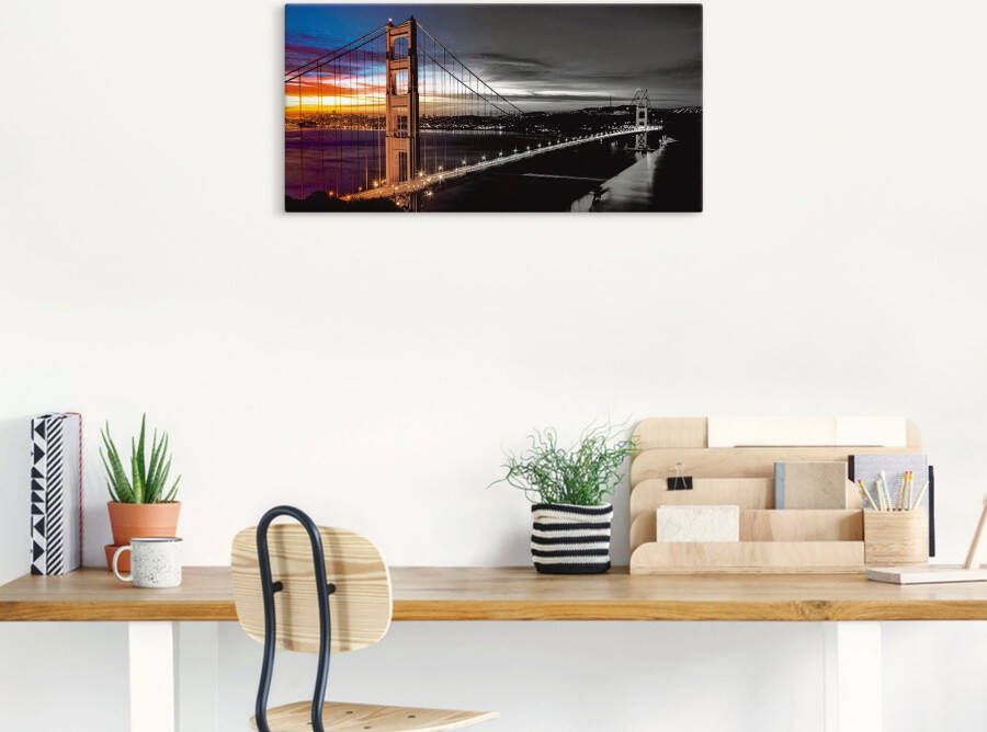 Artland Artprint op linnen The Golden Gate Bridge gespannen op een spieraam