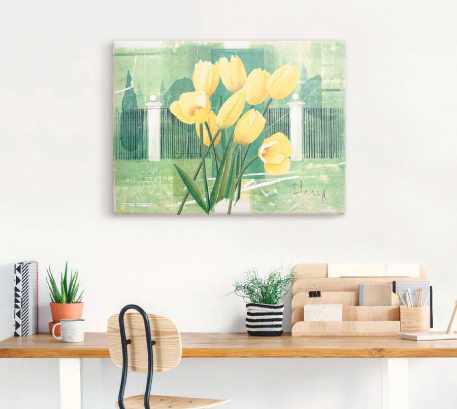 Artland Artprint op linnen Tulpen in kasteelpark gespannen op een spieraam