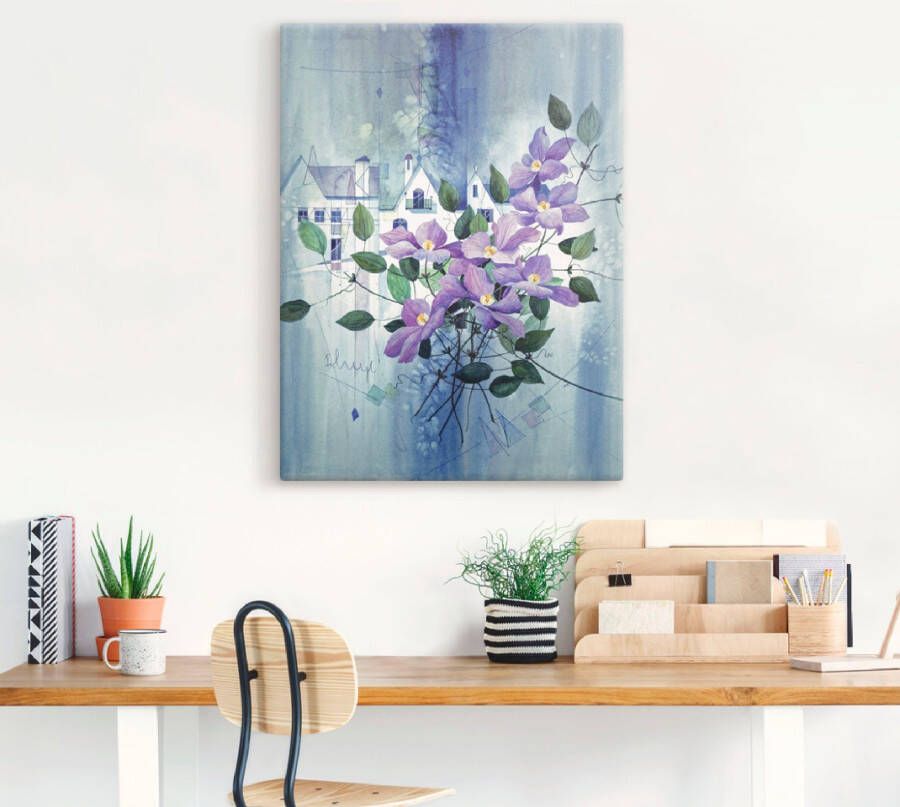 Artland Artprint op linnen Veelkleurige tuinbloemen gespannen op een spieraam