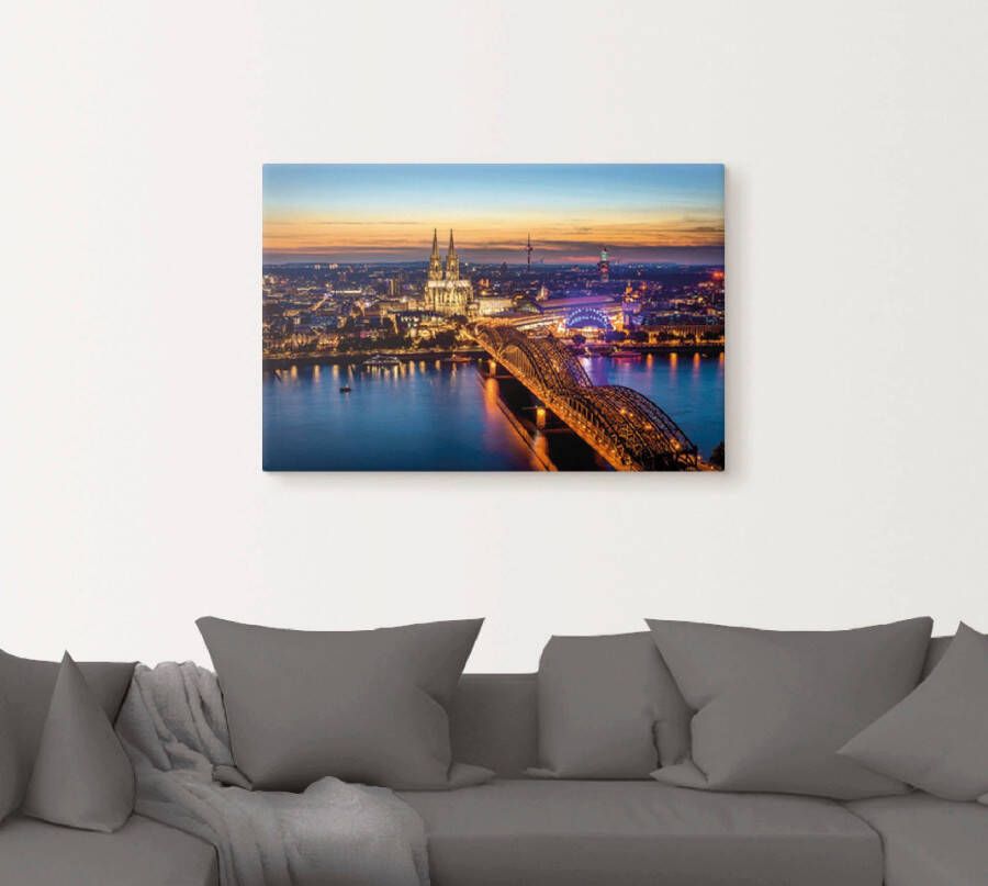 Artland Artprint op linnen Verlicht Keulen van boven