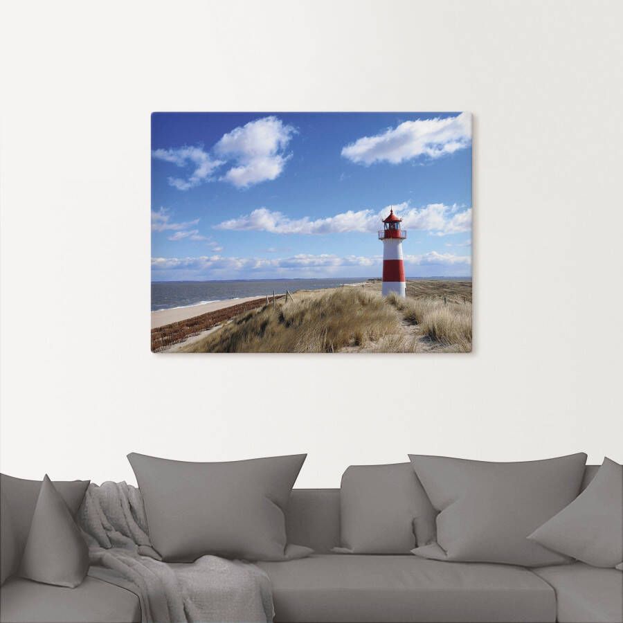 Artland Artprint op linnen Vuurtoren Sylt gespannen op een spieraam