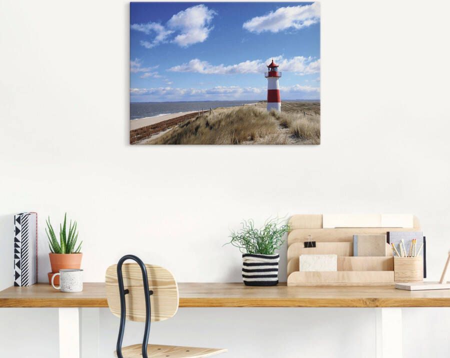 Artland Artprint op linnen Vuurtoren Sylt gespannen op een spieraam