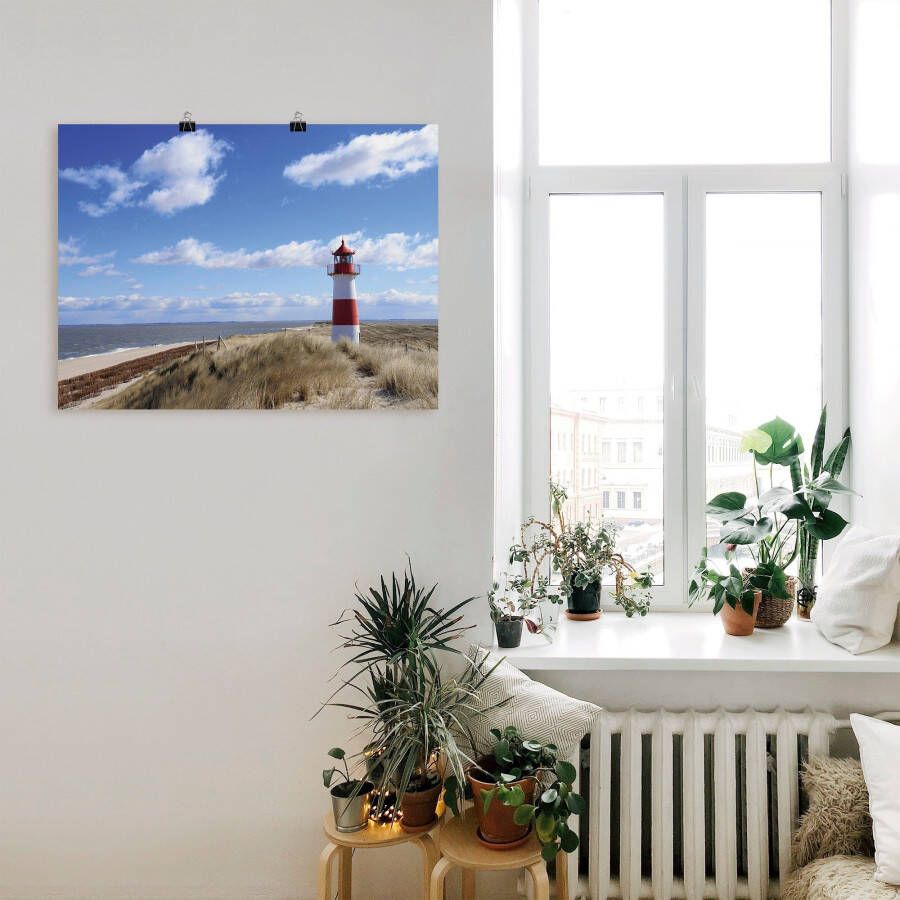 Artland Artprint op linnen Vuurtoren Sylt gespannen op een spieraam