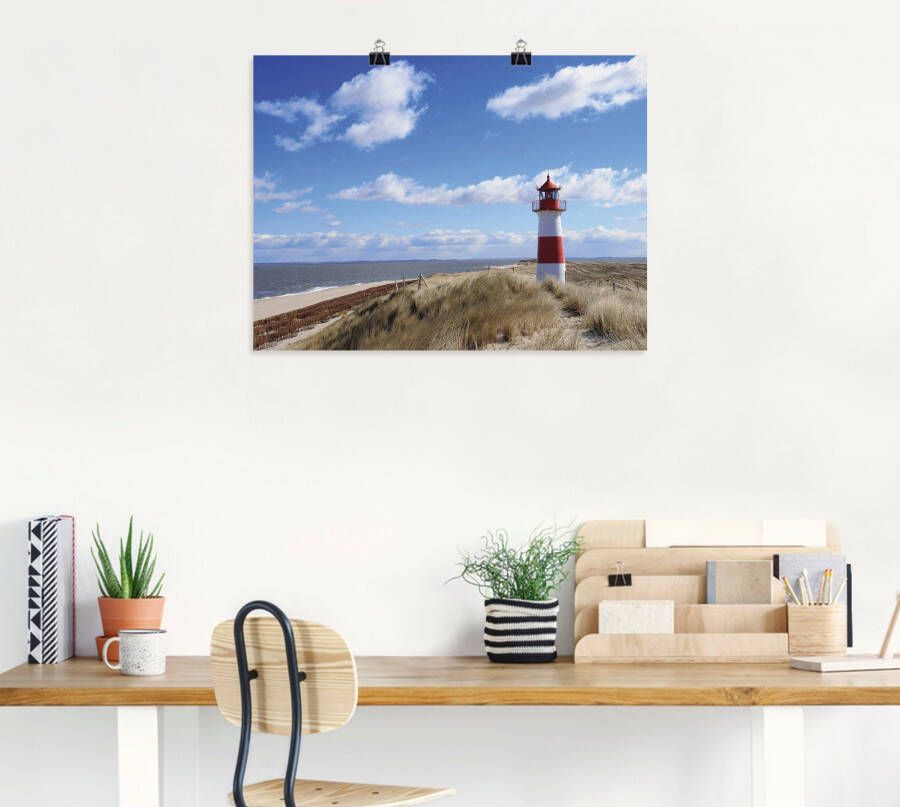 Artland Artprint op linnen Vuurtoren Sylt gespannen op een spieraam