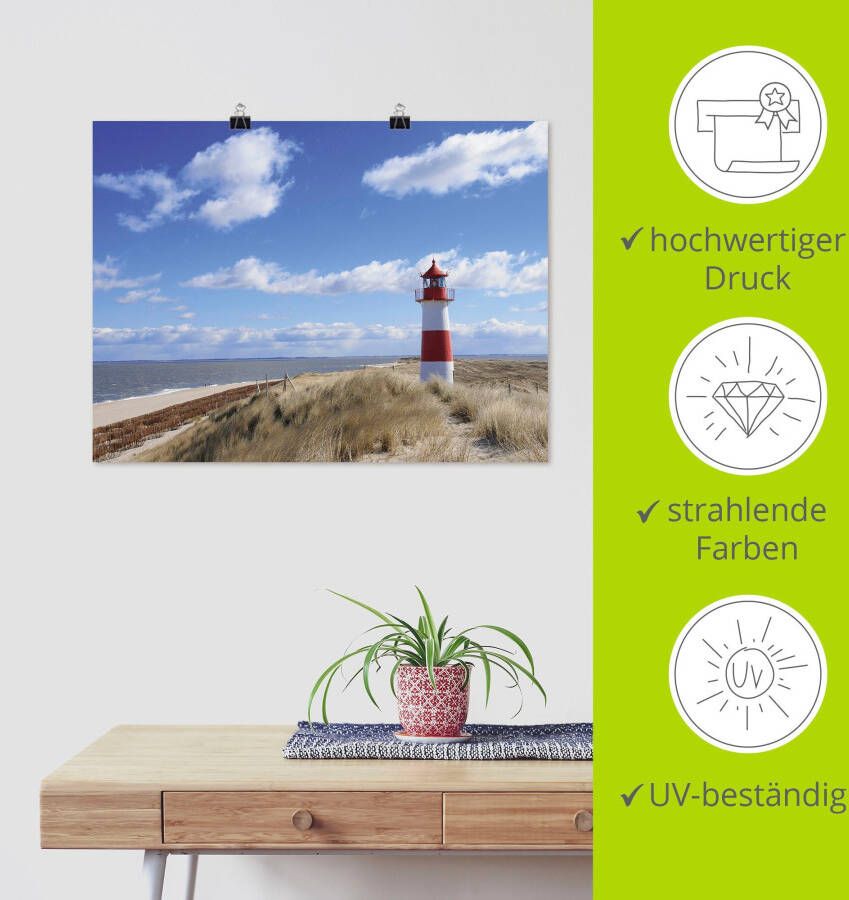 Artland Artprint op linnen Vuurtoren Sylt gespannen op een spieraam