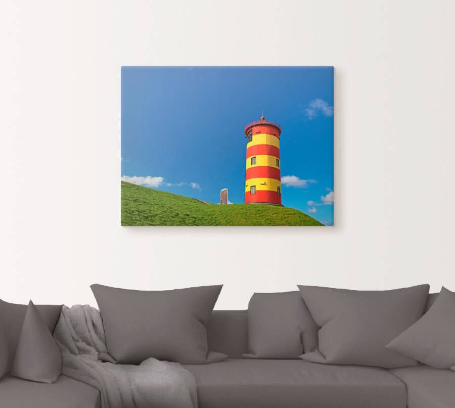 Artland Artprint op linnen Vuurtoren van Pilsum gespannen op een spieraam